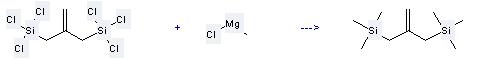 1,1-Bis(trichlorosilylmethyl)ethylene is used to produce 3-Trimethylsilanyl-2-trimethylsilanylmethyl-propene.